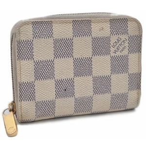 Louis Vuitton Damier Azur Canvas Zip Wallet in Cream and Blue-Gray